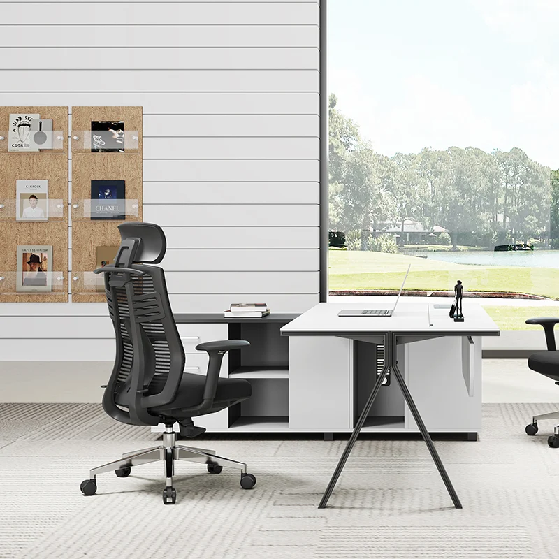 Modern Minimalist High-Back Mesh Desk Chair: Aluminum Alloy Square-Conical Base - Ergonomic Swivel Gaming Chair For Home Office