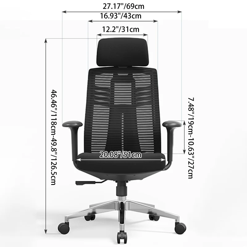 Modern Minimalist High-Back Mesh Desk Chair: Aluminum Alloy Square-Conical Base - Ergonomic Swivel Gaming Chair For Home Office