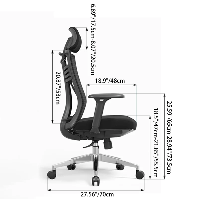 Modern Minimalist High-Back Mesh Desk Chair: Aluminum Alloy Square-Conical Base - Ergonomic Swivel Gaming Chair For Home Office