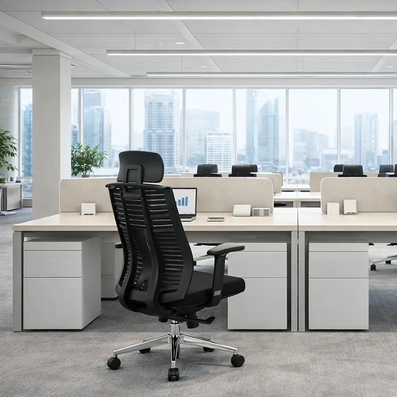 Modern Minimalist High-Back Mesh Desk Chair: Aluminum Alloy Square-Conical Base - Ergonomic Swivel Gaming Chair For Home Office