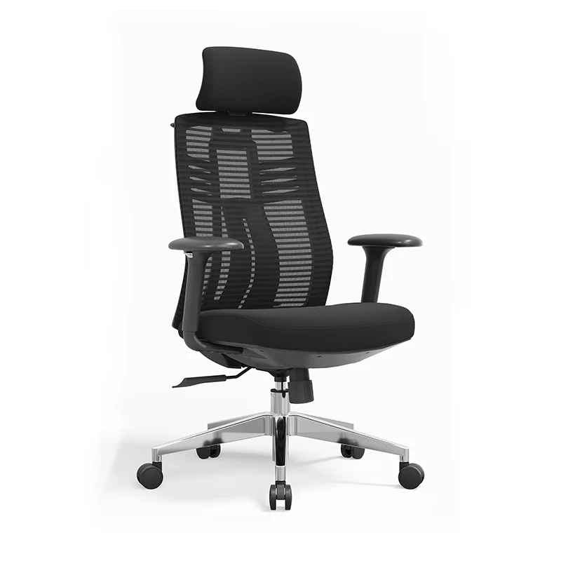Modern Minimalist High-Back Mesh Desk Chair: Aluminum Alloy Square-Conical Base - Ergonomic Swivel Gaming Chair For Home Office