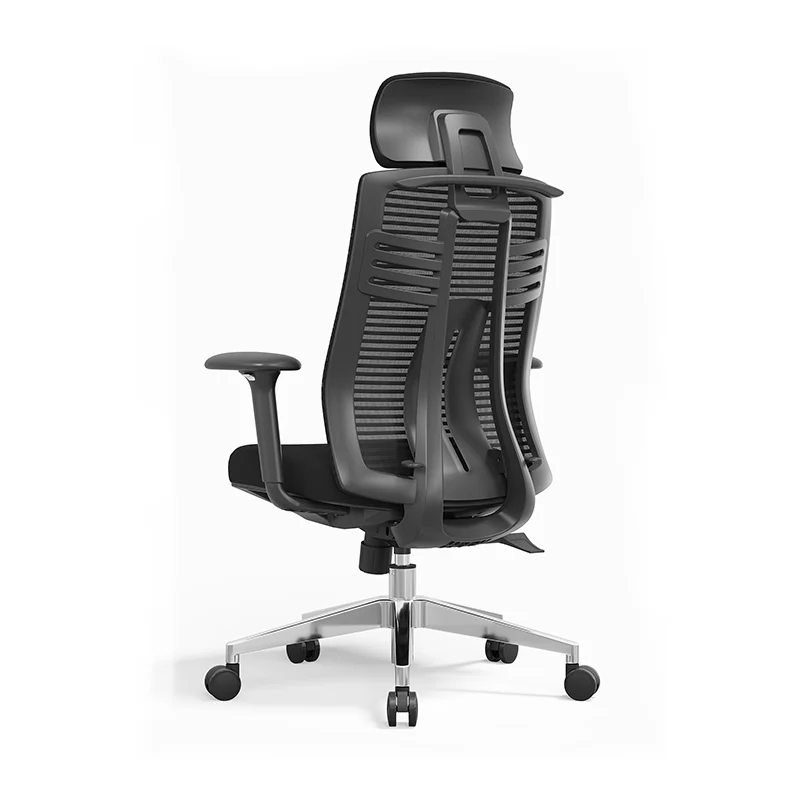Modern Minimalist High-Back Mesh Desk Chair: Aluminum Alloy Square-Conical Base - Ergonomic Swivel Gaming Chair For Home Office