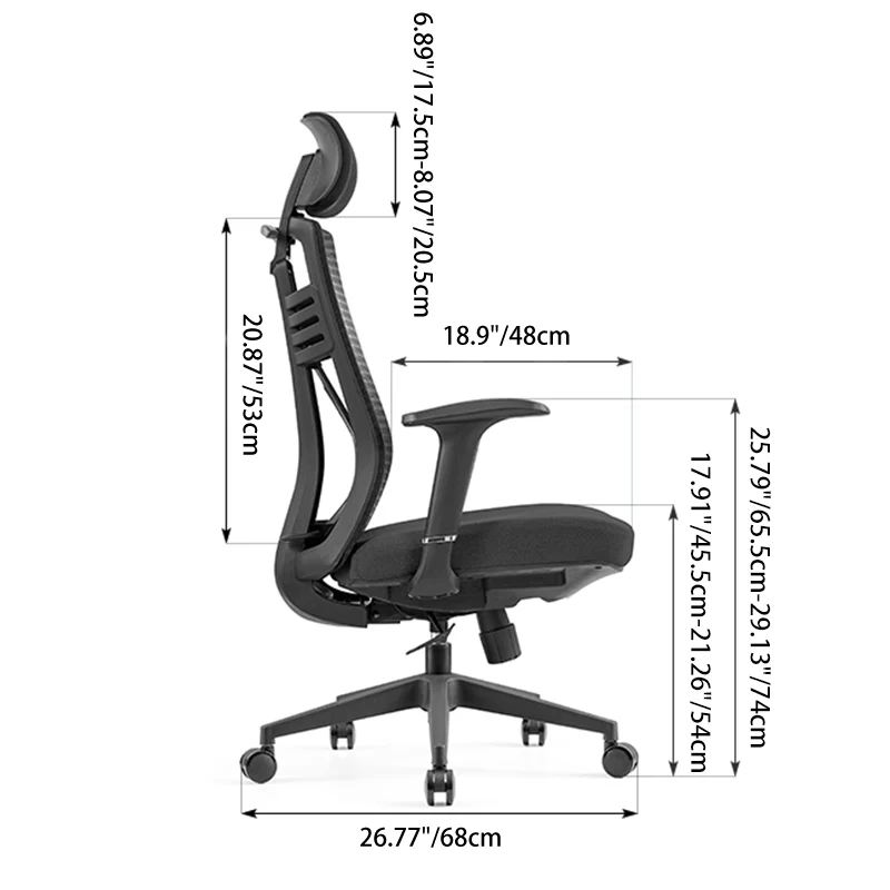 Black High-Back Ergonomic Desk Chair: Modern Minimalist Style - Adjustable Headrest Gaming Chair For Home Office