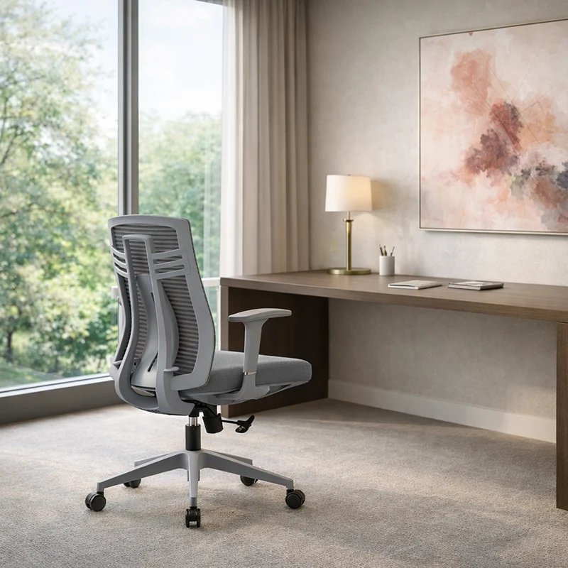 Modern Ergonomic Mid-Back Desk Chair: Breathable Mesh & Lumbar Support - Minimalist Gaming Chair For Home Office