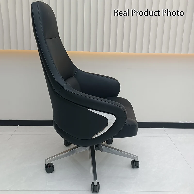 Modern Ergonomic Deluxe Executive Desk Chair: Silicone-Coated Faux Leather - Minimalist Office Chair For Home Office