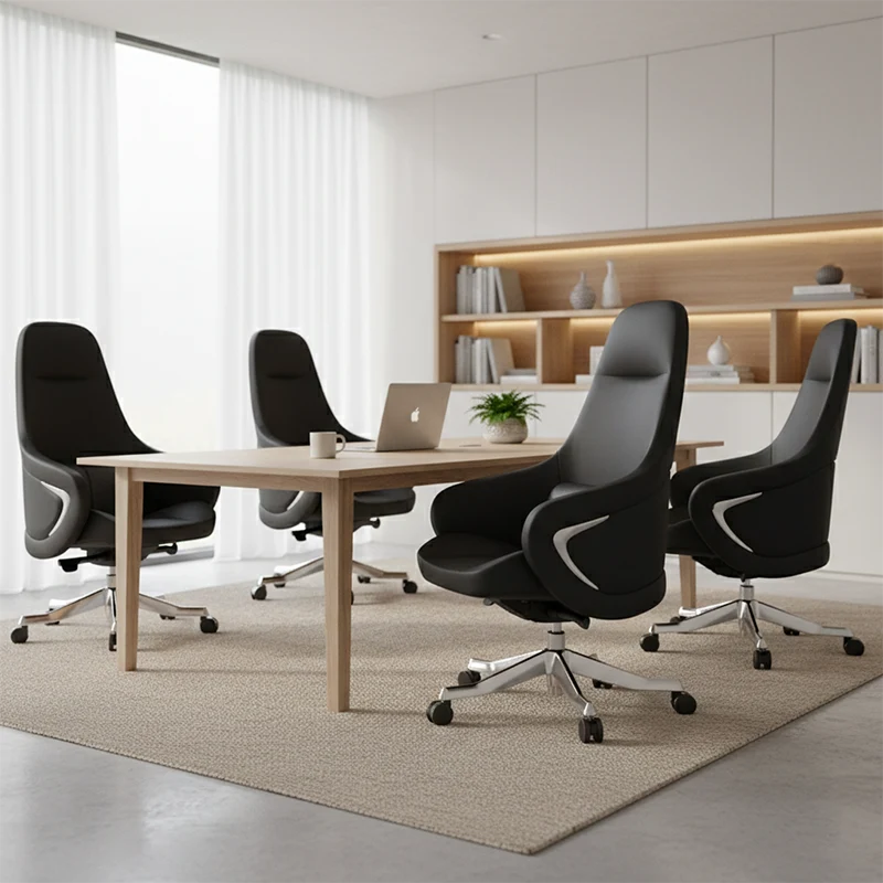 Modern Ergonomic Deluxe Executive Desk Chair: Silicone-Coated Faux Leather - Minimalist Office Chair For Home Office