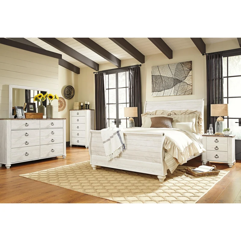 Signature Design by Ashley Willowton B267B57 7 pc Queen Sleigh Bedroom Set