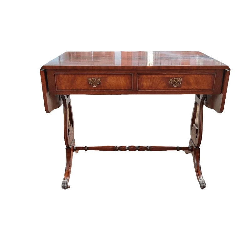 Georgian English Sofa Table Style Mahogany and Bronze Desk