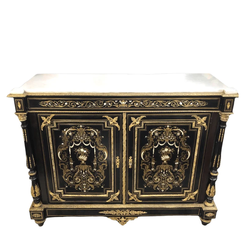 Boulle Frances two empire style doors inlaid with mother-of-pearl and ivory