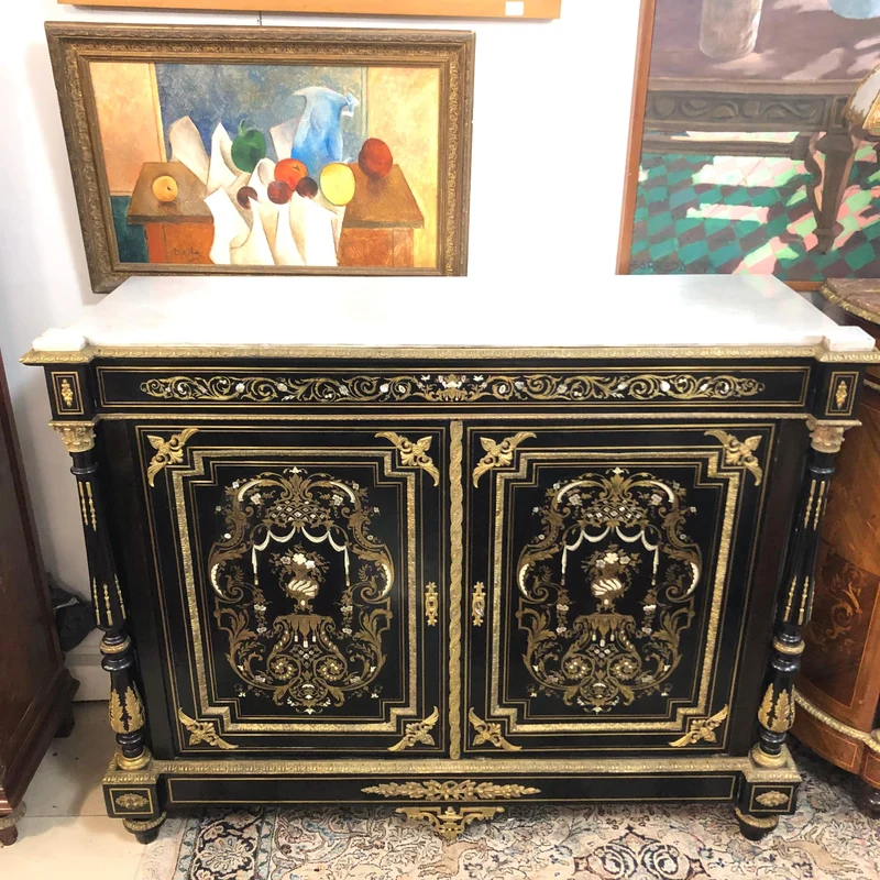 Boulle Frances two empire style doors inlaid with mother-of-pearl and ivory