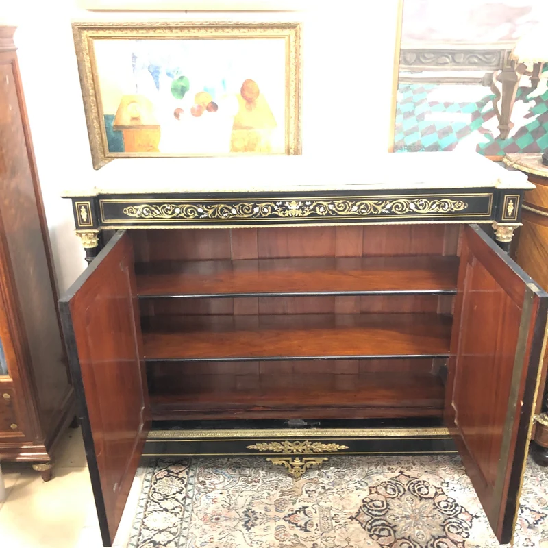 Boulle Frances two empire style doors inlaid with mother-of-pearl and ivory
