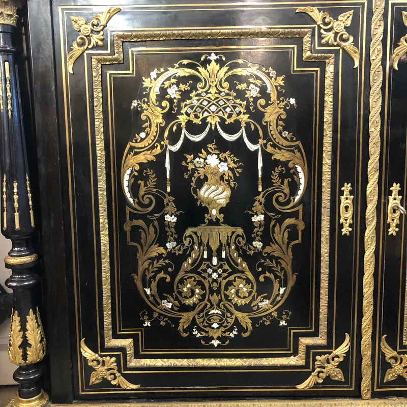Boulle Frances two empire style doors inlaid with mother-of-pearl and ivory