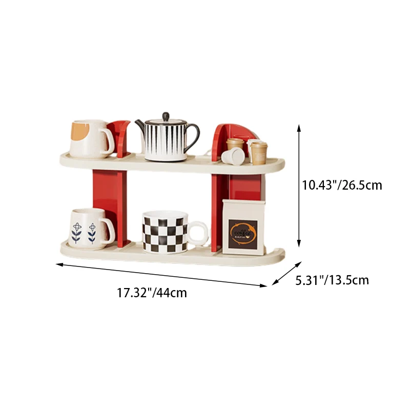 Contemporary Nordic ABS Arc & L-Shaped Lightweight Tabletop Cup Storage Shelf 2/3-Layer For Living Room