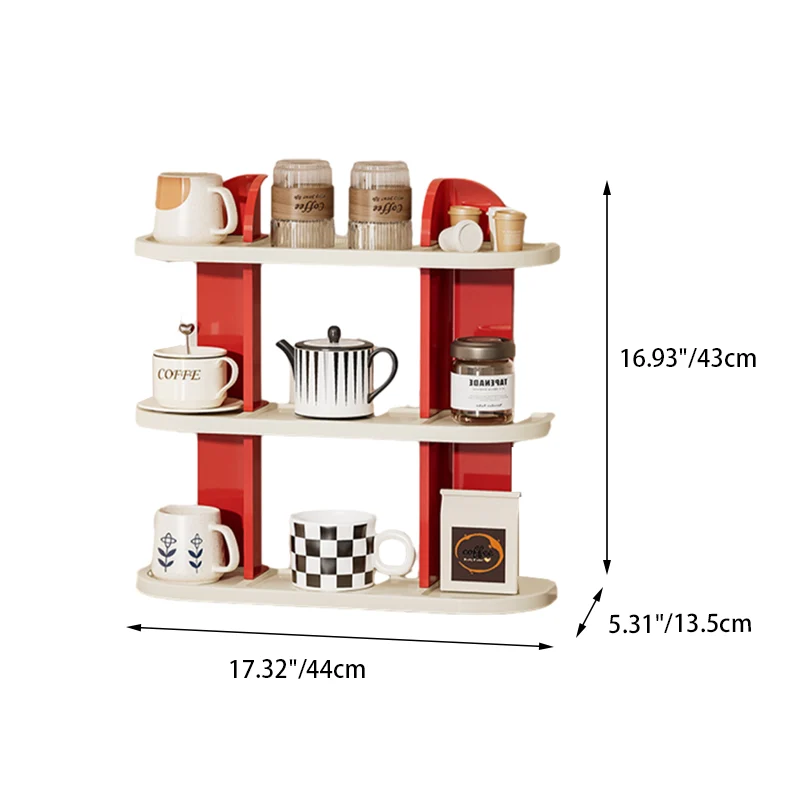 Contemporary Nordic ABS Arc & L-Shaped Lightweight Tabletop Cup Storage Shelf 2/3-Layer For Living Room