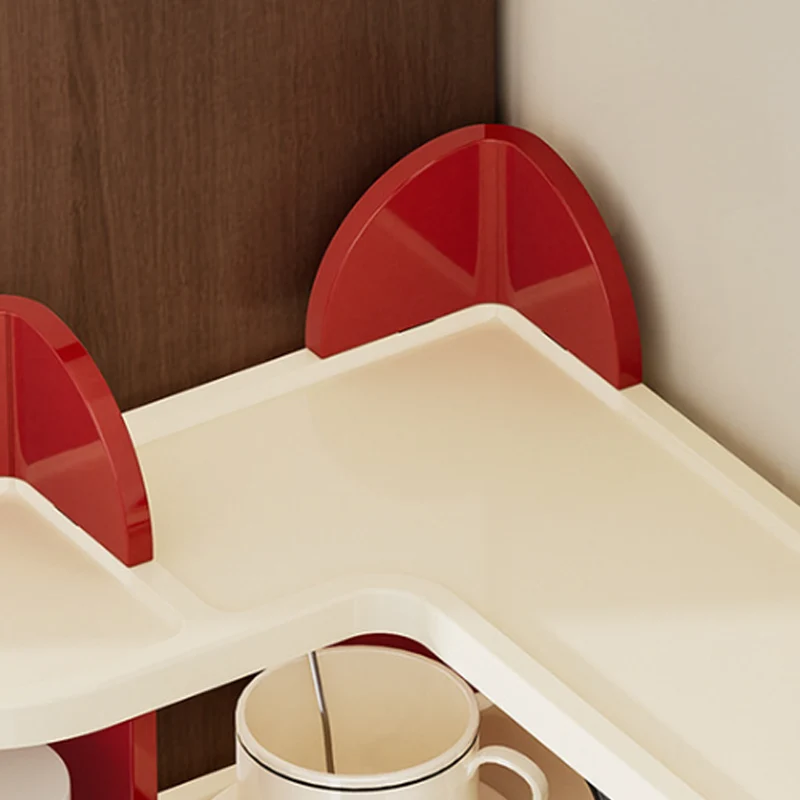 Contemporary Nordic ABS Arc & L-Shaped Lightweight Tabletop Cup Storage Shelf 2/3-Layer For Living Room