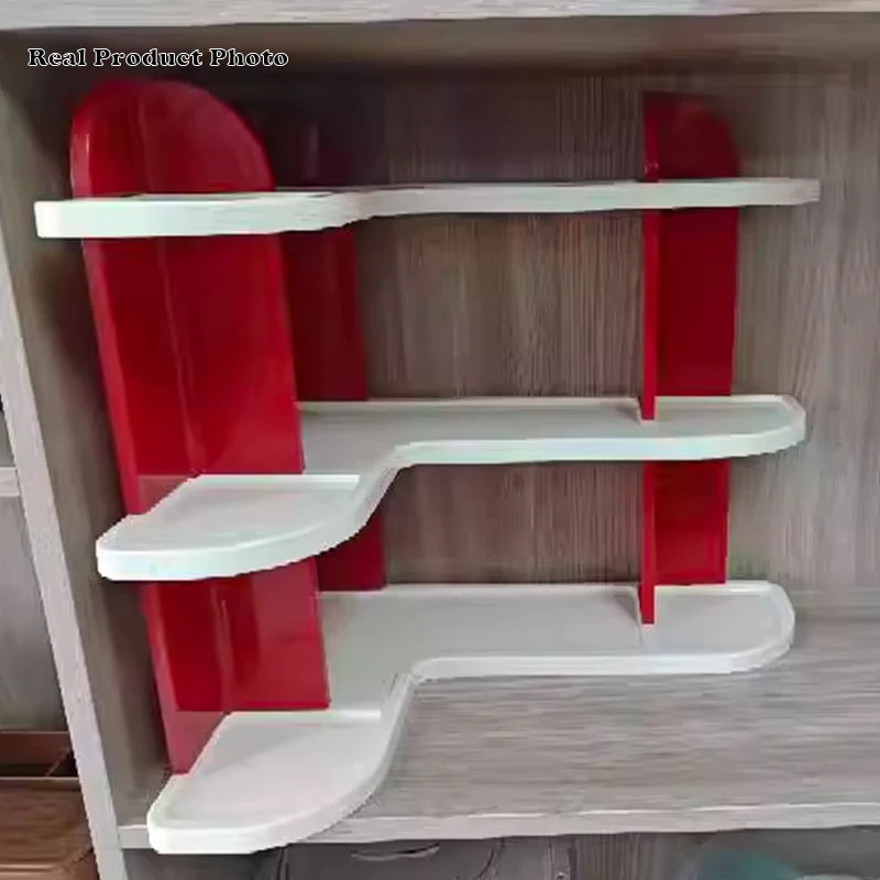 Contemporary Nordic ABS Arc & L-Shaped Lightweight Tabletop Cup Storage Shelf 2/3-Layer For Living Room