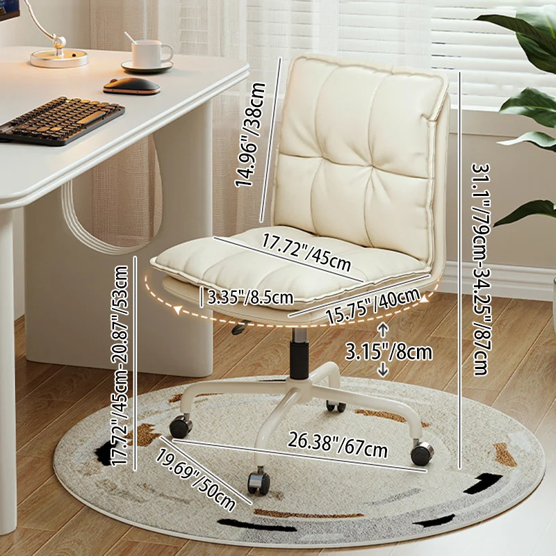 Modern Minimalist Cat Scratch-Resistant Leather Solid Plywood Sponge Iron L-Shaped Liftable Rotatable Desk Chair Backrest Armrest For Home Office