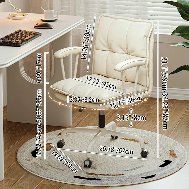 Modern Minimalist Cat Scratch-Resistant Leather Solid Plywood Sponge Iron L-Shaped Liftable Rotatable Desk Chair Backrest Armrest For Home Office