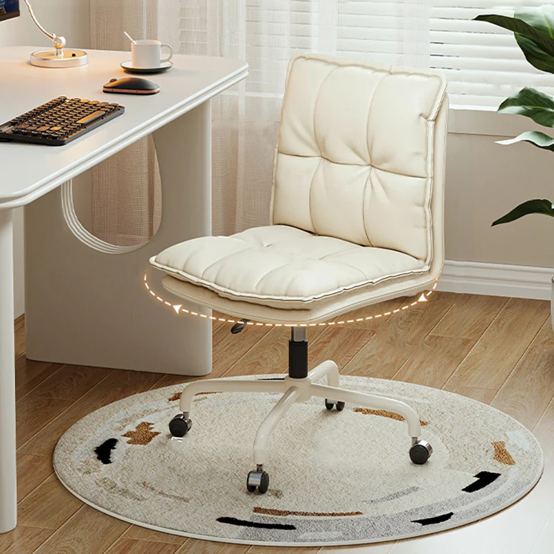 Modern Minimalist Cat Scratch-Resistant Leather Solid Plywood Sponge Iron L-Shaped Liftable Rotatable Desk Chair Backrest Armrest For Home Office