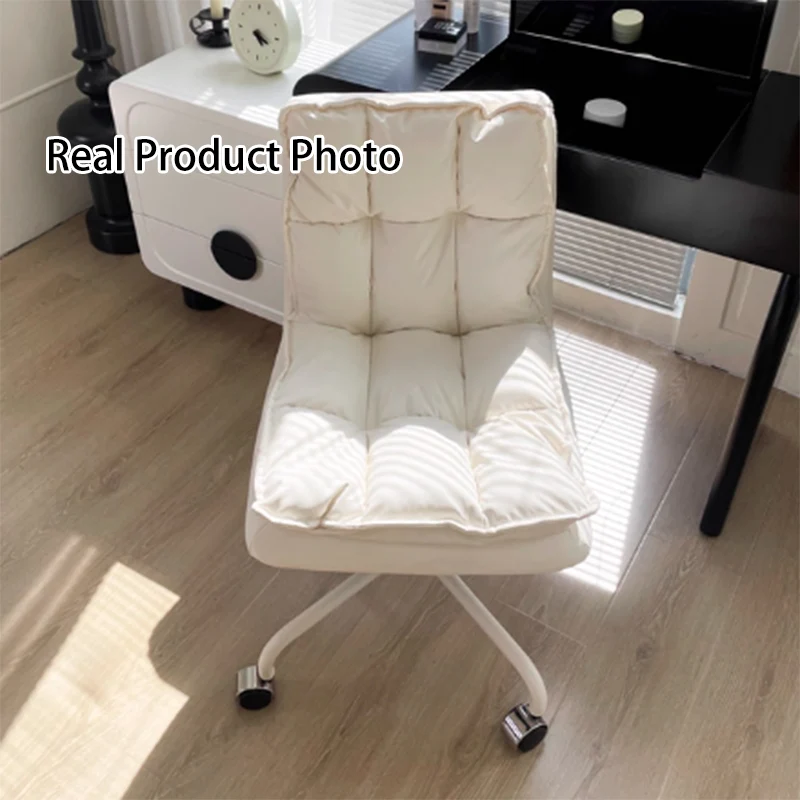 Modern Minimalist Cat Scratch-Resistant Leather Solid Plywood Sponge Iron L-Shaped Liftable Rotatable Desk Chair Backrest Armrest For Home Office