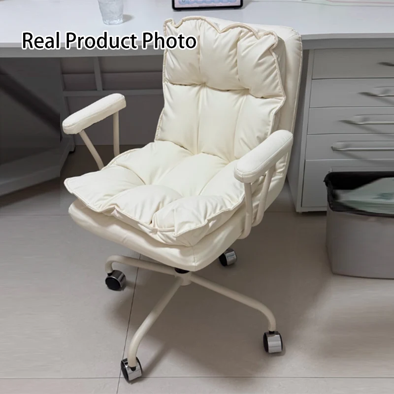 Modern Minimalist Cat Scratch-Resistant Leather Solid Plywood Sponge Iron L-Shaped Liftable Rotatable Desk Chair Backrest Armrest For Home Office