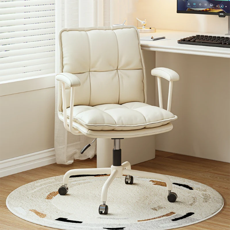 Modern Minimalist Cat Scratch-Resistant Leather Solid Plywood Sponge Iron L-Shaped Liftable Rotatable Desk Chair Backrest Armrest For Home Office