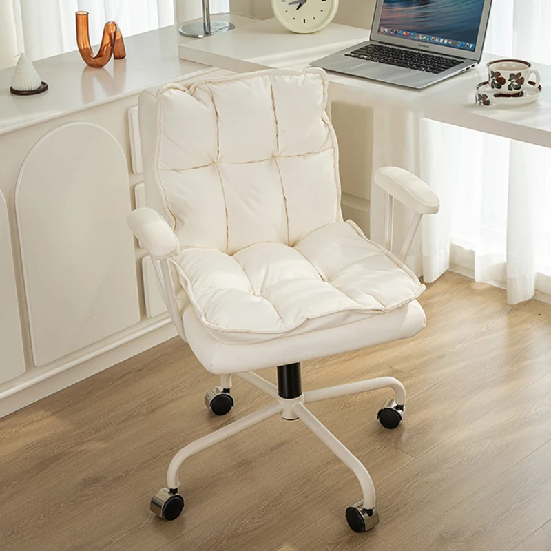 Modern Minimalist Cat Scratch-Resistant Leather Solid Plywood Sponge Iron L-Shaped Liftable Rotatable Desk Chair Backrest Armrest For Home Office