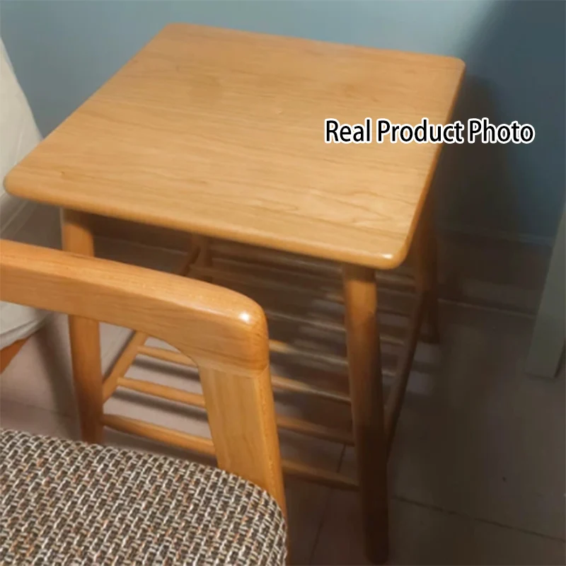 Traditional Rustic Cherry Wood Paulownia Wood Trapezoidal Sturdy Side Table 1-Drawer For Living Room & Bedroom