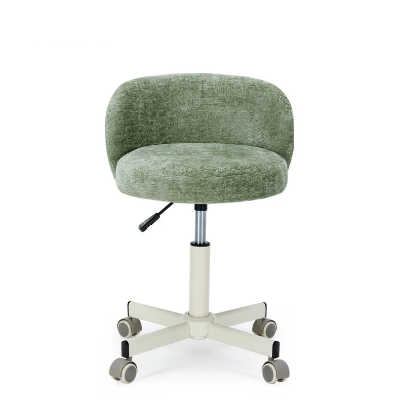 Contemporary Nordic Chenille Cat Scratch Leather Solid Plywood Sponge Steel Arc Liftable Rotatable Vanity Stool Backrest Armless For Bedroom