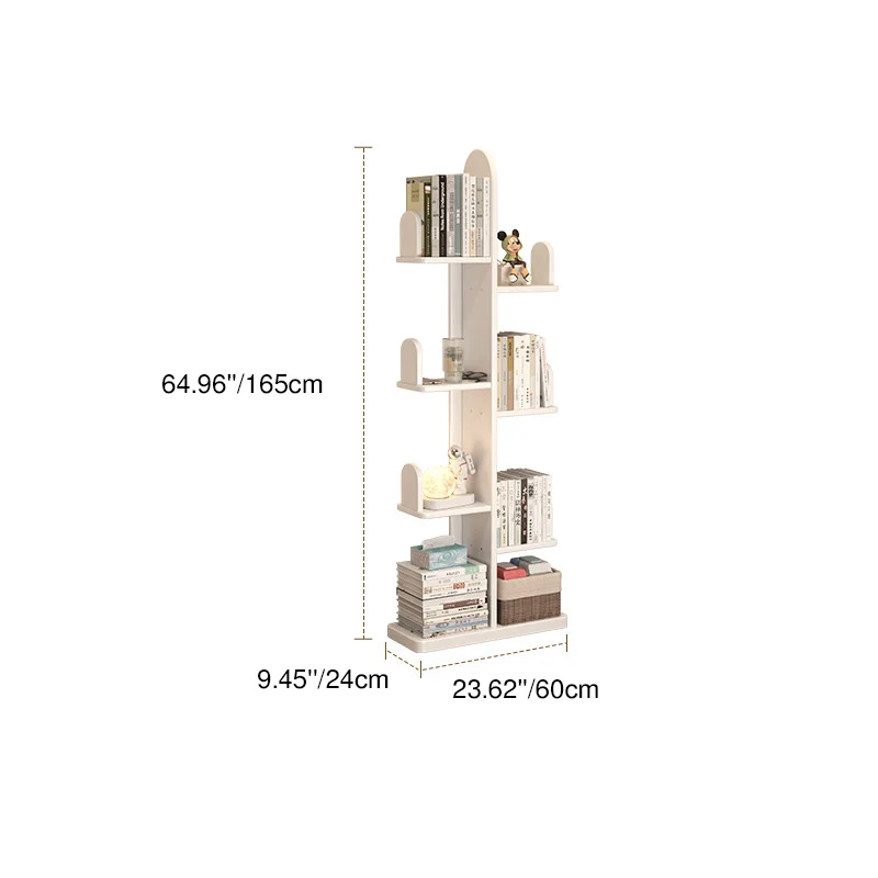 Contemporary Creative Solid Rubberwood Cactus Bookshelf With 7-Tier Storage Rack For Living Room & Home Office