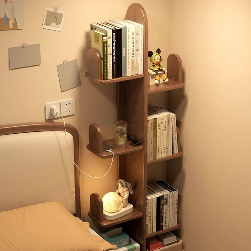 Contemporary Creative Solid Rubberwood Cactus Bookshelf With 7-Tier Storage Rack For Living Room & Home Office