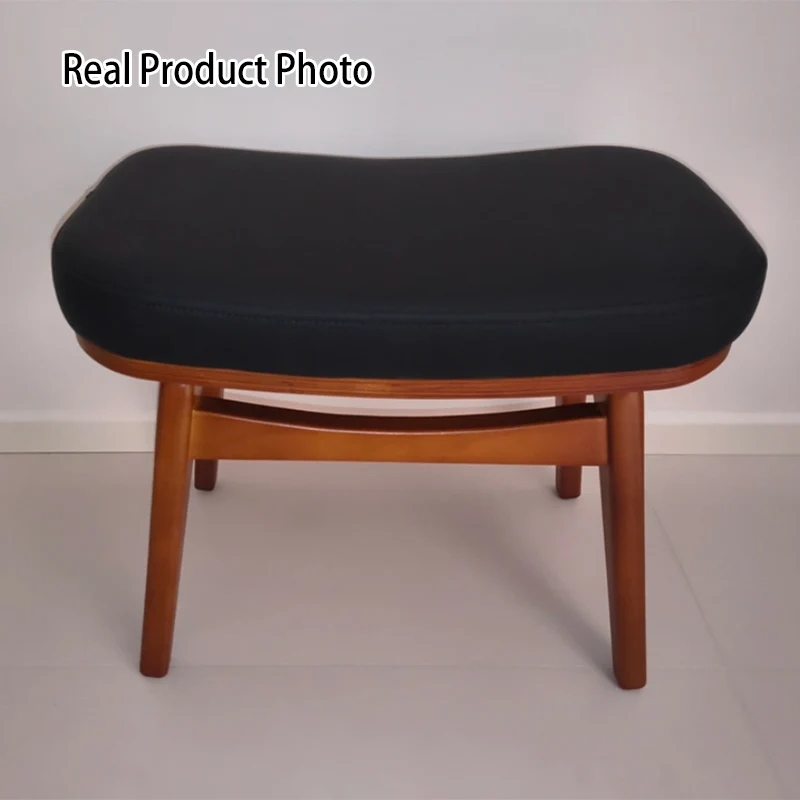 Modern Minimalist Boxwood Synthetic Leather Sponge Arc Trapezoidal Lightweight Vanity Stool Backless Armless For Bedroom