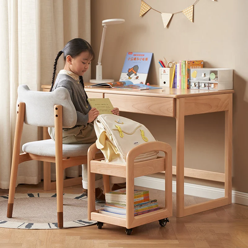 Modern Minimalist Birch Wood Paulownia Wood Curved Edge Rectangular Movable Storage Shelf 2-Tier For Living Room