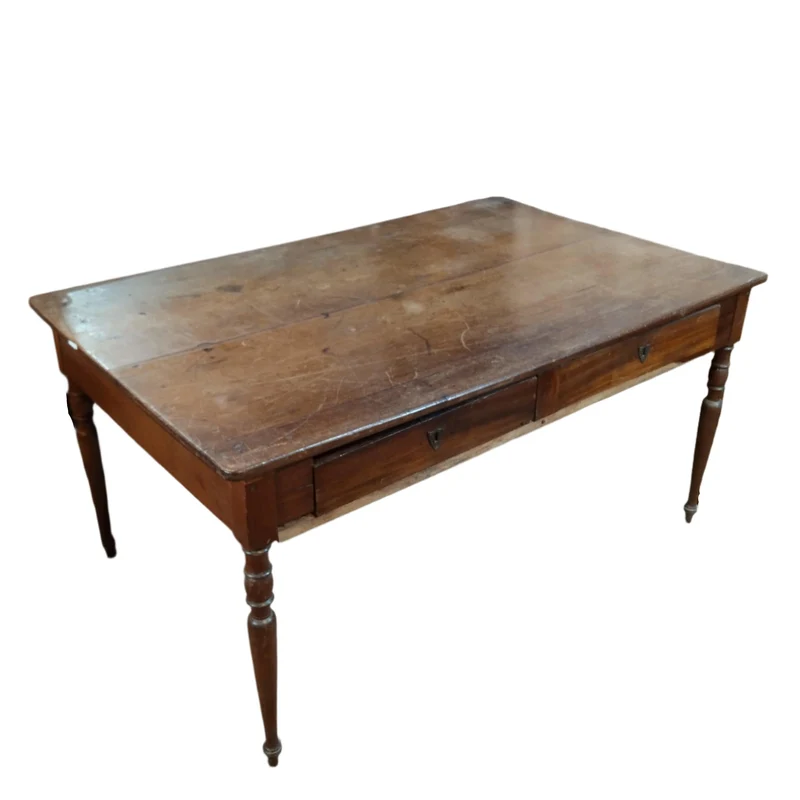 English country desk with turned legs in bureau-plat