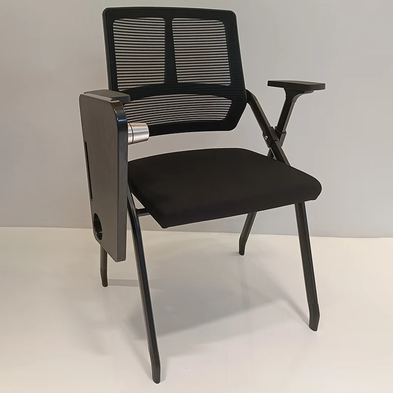 Modern Ergonomic Folding Training Chair With 180° Tablet Arm - Rectangular Nesting Desk Chair With Flip-up Seat & Breathable Mesh Back For Home Office