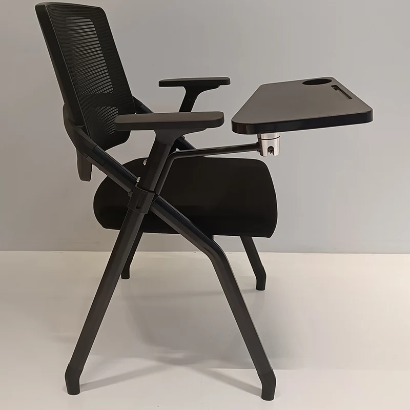 Modern Ergonomic Folding Training Chair With 180° Tablet Arm - Rectangular Nesting Desk Chair With Flip-up Seat & Breathable Mesh Back For Home Office