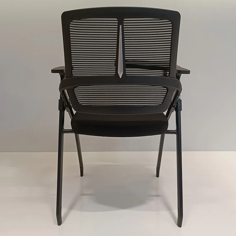 Modern Ergonomic Folding Training Chair With 180° Tablet Arm - Rectangular Nesting Desk Chair With Flip-up Seat & Breathable Mesh Back For Home Office