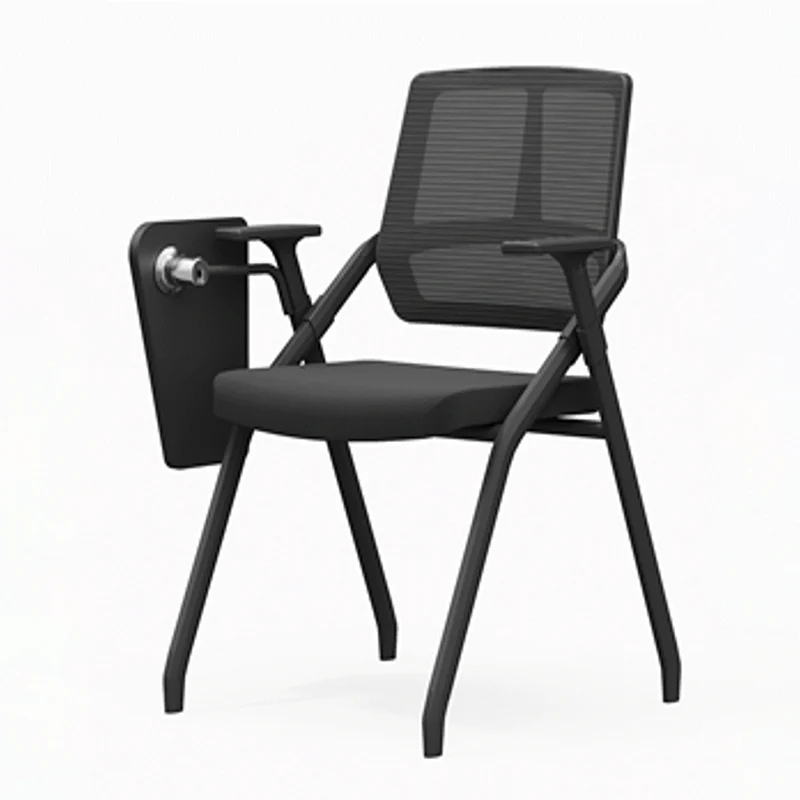 Modern Ergonomic Folding Training Chair With 180° Tablet Arm - Rectangular Nesting Desk Chair With Flip-up Seat & Breathable Mesh Back For Home Office