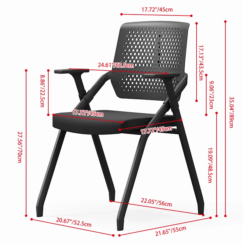 Modern Professional Ergonomic Training Chair - Rectangle Foldable Desk Chair With High-Density Cushion For Home Office