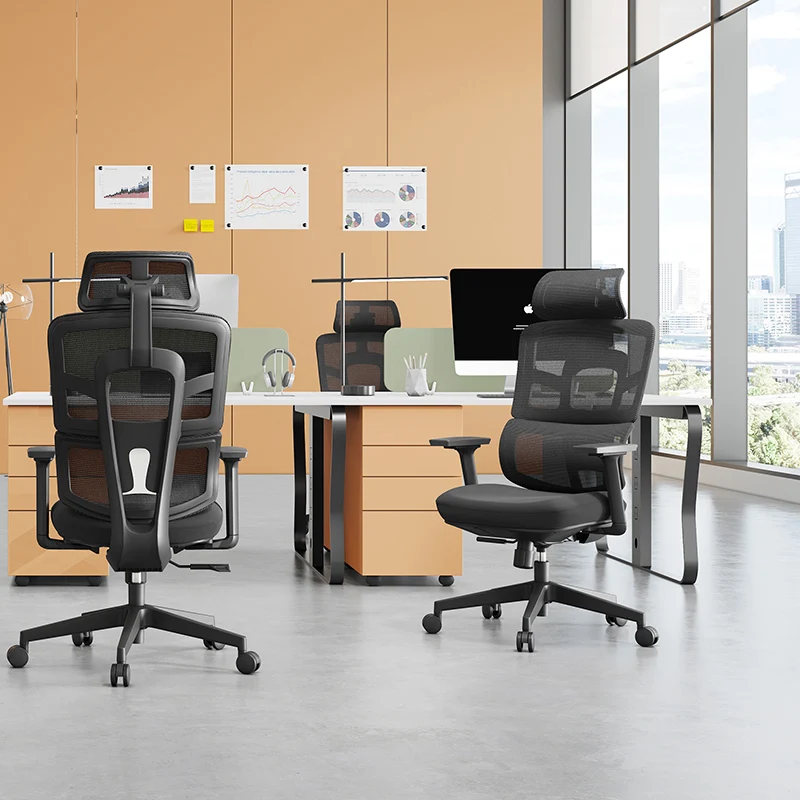 Modern Minimalist Durable High Back Desk Chair - Adjustable Headrest & Lumbar Support Office Chair For Home Office