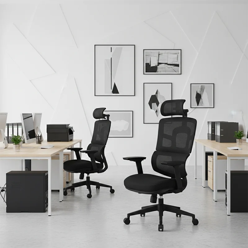 Modern Minimalist Durable High Back Desk Chair - Adjustable Headrest & Lumbar Support Office Chair For Home Office