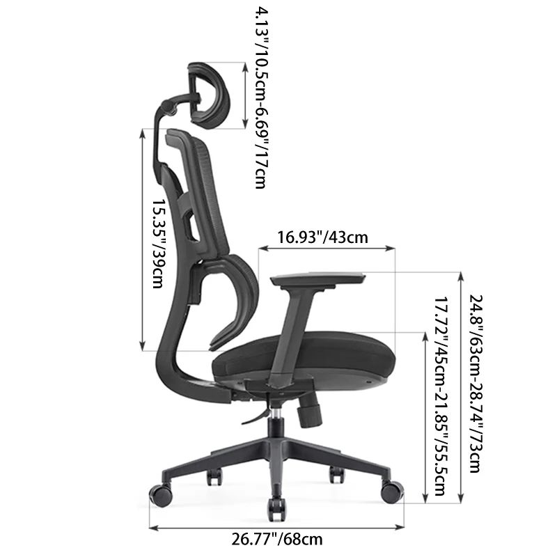 Modern Minimalist Durable High Back Desk Chair - Adjustable Headrest & Lumbar Support Office Chair For Home Office