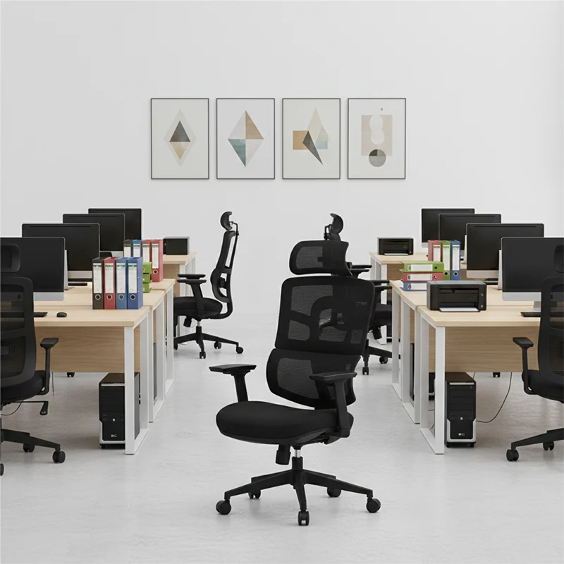 Modern Minimalist Durable High Back Desk Chair - Adjustable Headrest & Lumbar Support Office Chair For Home Office