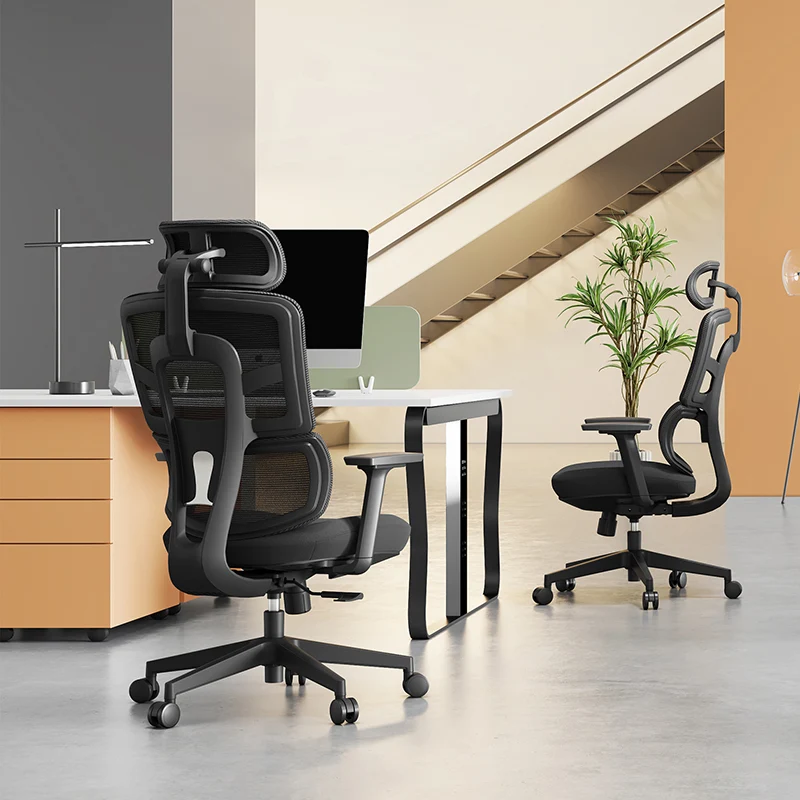 Modern Minimalist Durable High Back Desk Chair - Adjustable Headrest & Lumbar Support Office Chair For Home Office