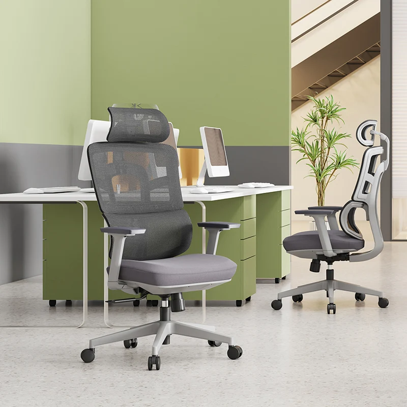 Modern Grey High Back Ergonomic Mesh Executive Office Chair - 3D Armrests Adjustable Headrest Desk Chair For Home Office