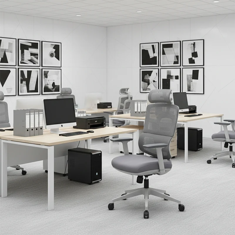 Modern Grey High Back Ergonomic Mesh Executive Office Chair - 3D Armrests Adjustable Headrest Desk Chair For Home Office