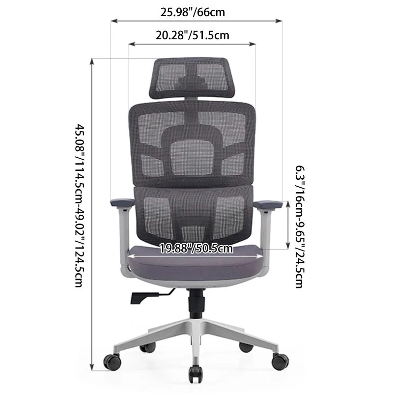Modern Grey High Back Ergonomic Mesh Executive Office Chair - 3D Armrests Adjustable Headrest Desk Chair For Home Office