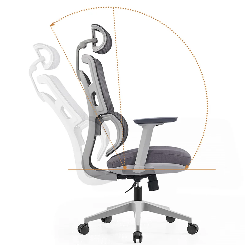 Modern Grey High Back Ergonomic Mesh Executive Office Chair - 3D Armrests Adjustable Headrest Desk Chair For Home Office