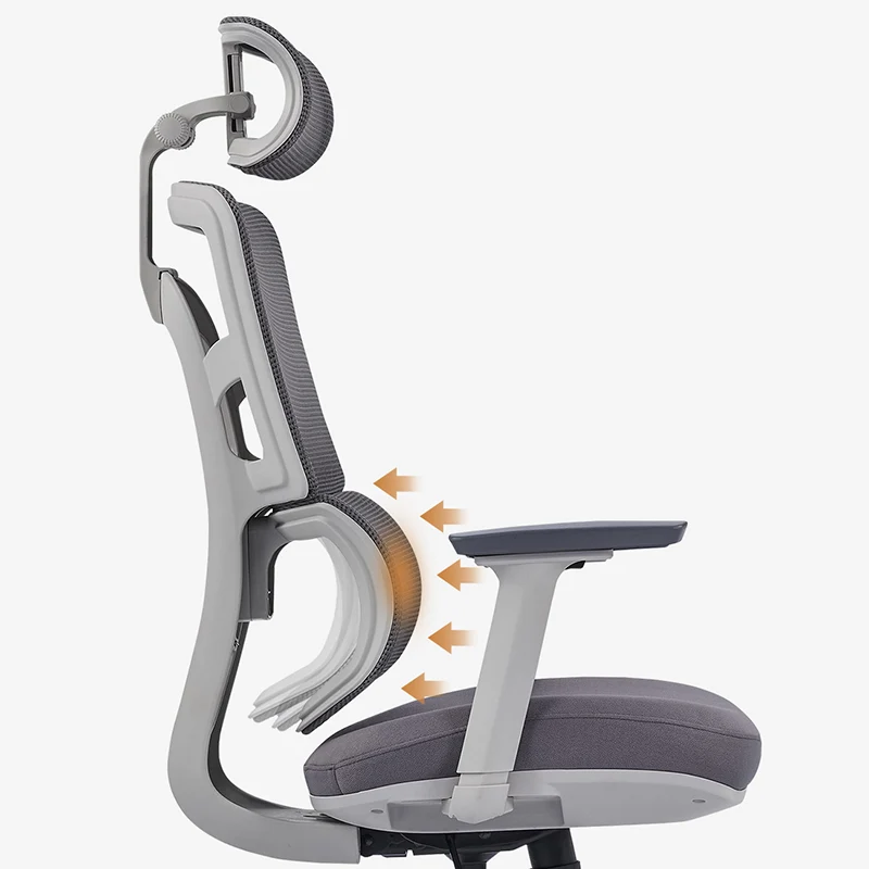 Modern Grey High Back Ergonomic Mesh Executive Office Chair - 3D Armrests Adjustable Headrest Desk Chair For Home Office
