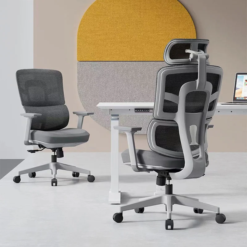 Modern Grey High Back Ergonomic Mesh Executive Office Chair - 3D Armrests Adjustable Headrest Desk Chair For Home Office